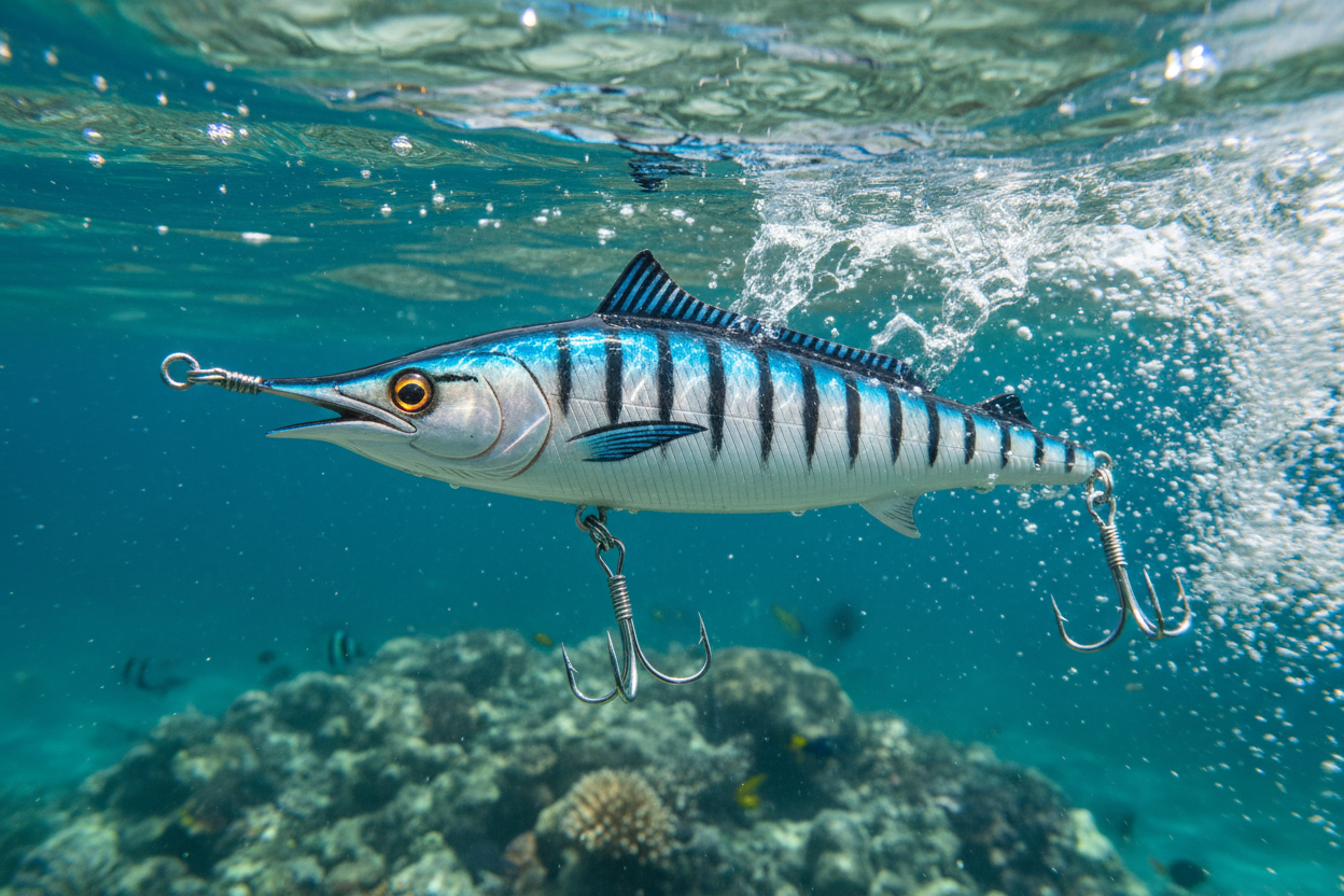 foto de señuelo artesano navegando por el mar