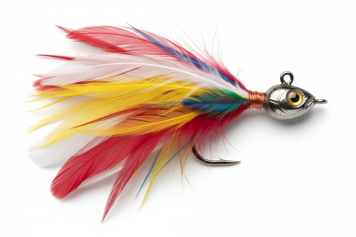 un señuelo con plumitas hecho a mano